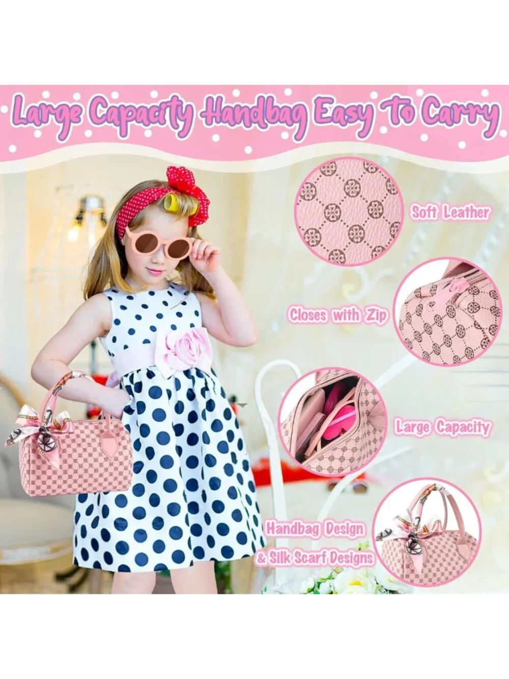 Toddler Play Purse Set for Girls - 32PCS Pretend Makeup, Handbag & Accessories